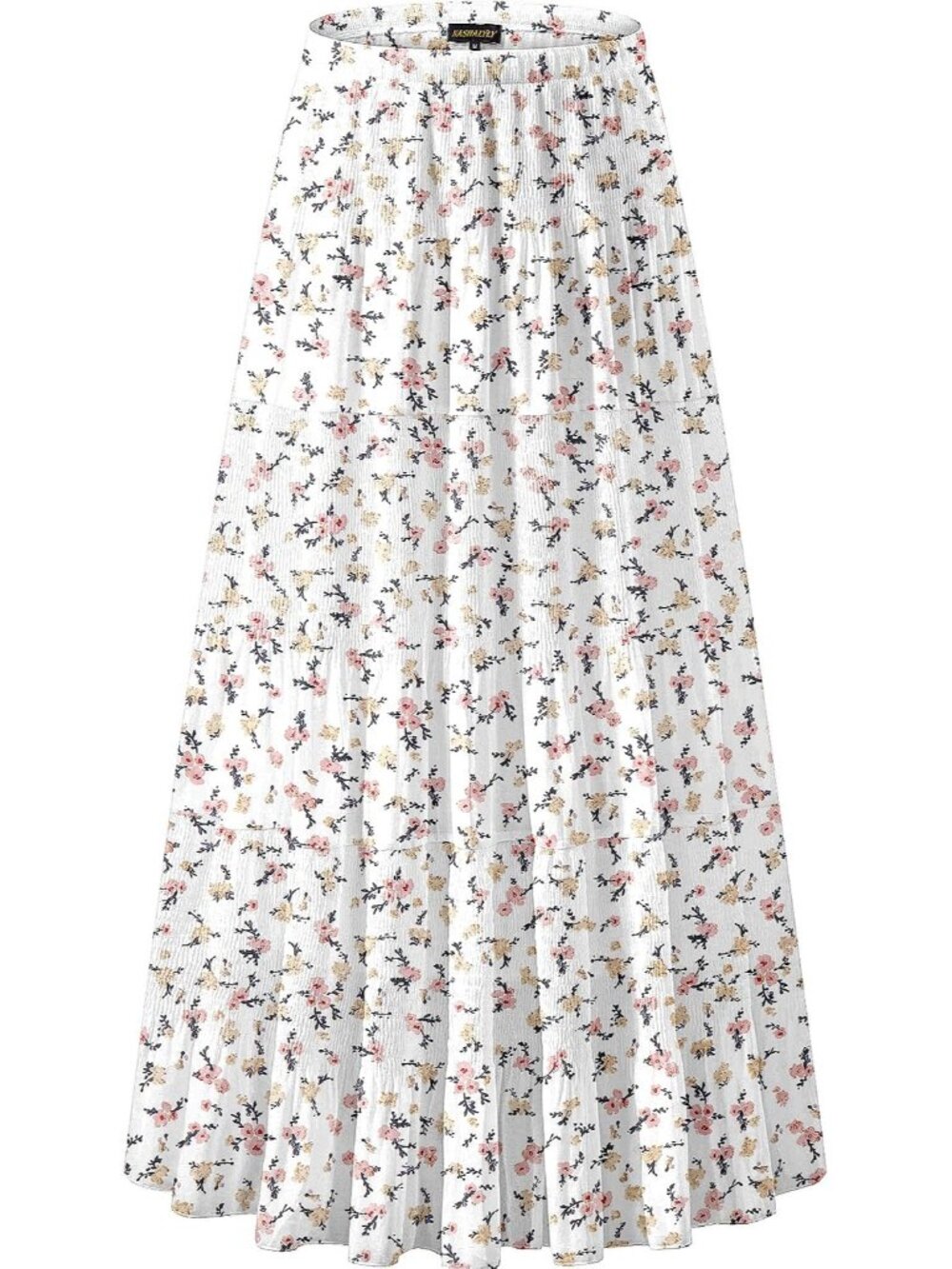 Women's Chiffon Elastic High Waist Pleated A-Line Flared Maxi Skirts